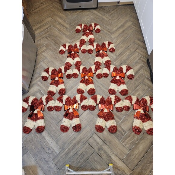 Vintage 21” Tinsel Candy Cane with Large Bow Decor - Picture 8 of 12